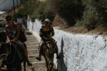 Donkey ride up to the top of Santorini
